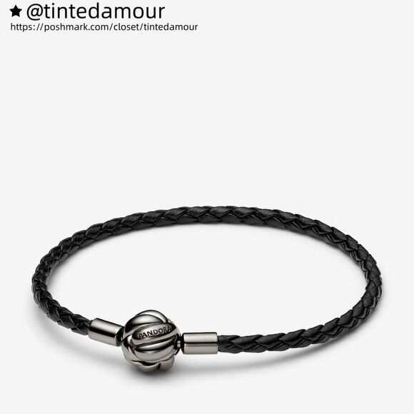 Pandora Planet Earth and Love Knot Braided Leather Bracelet Set - Picture 2 of 3